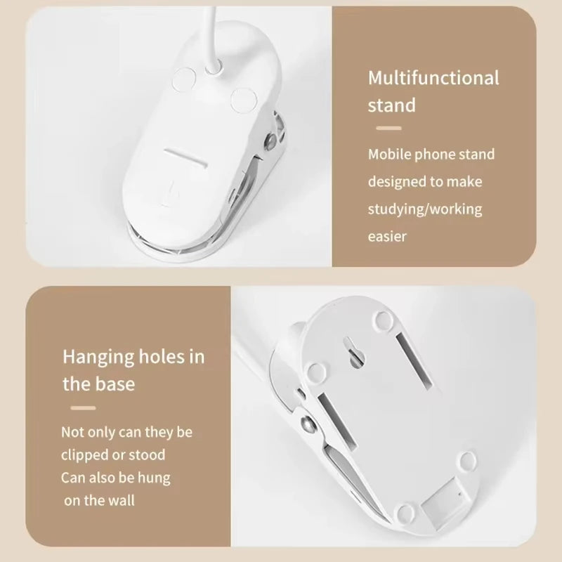 Kaasaskantav USB- ja LED-klambriga laualamp