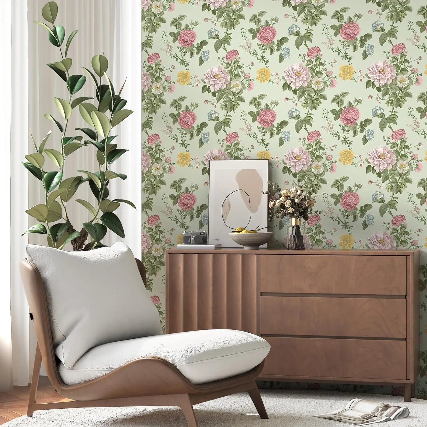 Vintage boho lilleline tapeet – isekleepuv peel &stick ja kergelt eemaldatav