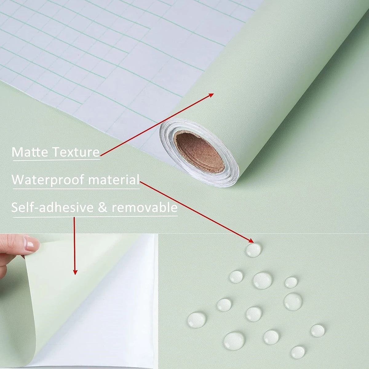Peel & stick roheline matt tapeet