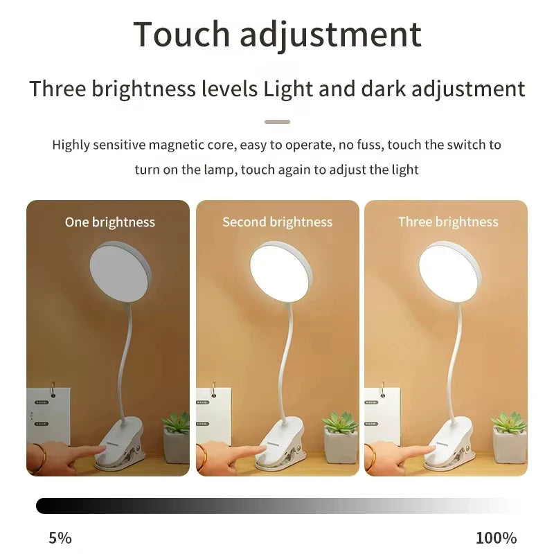 Kaasaskantav USB- ja LED-klambriga laualamp