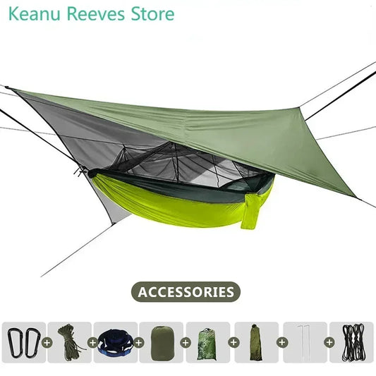 260x140cm Double Camping Hammock with Mosquito Net and Rain cover