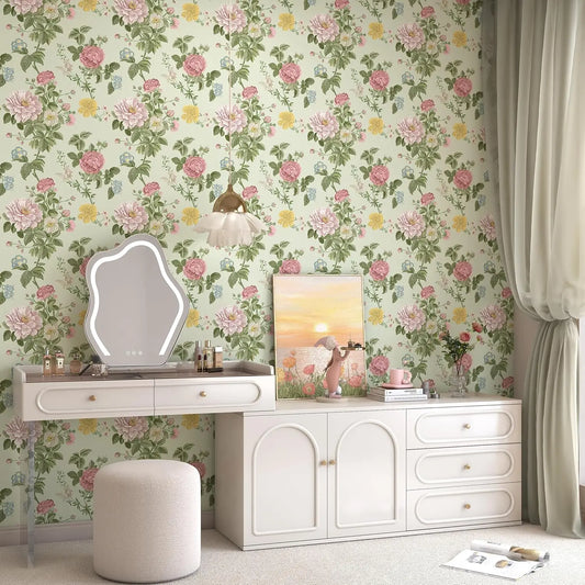 Vintage boho lilleline tapeet – isekleepuv peel &stick ja kergelt eemaldatav