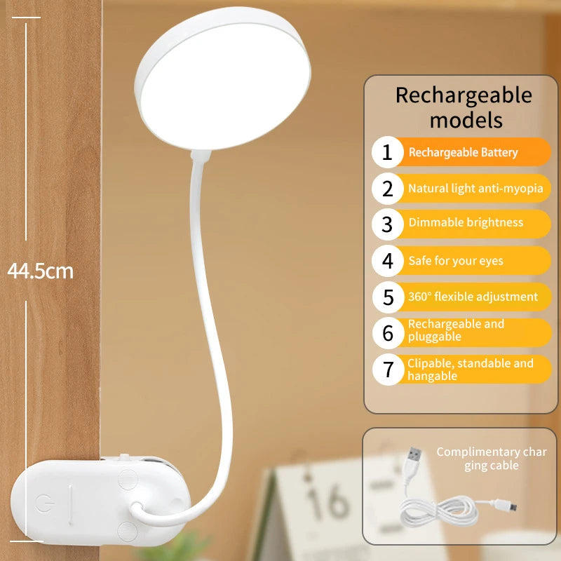 Kaasaskantav USB- ja LED-klambriga laualamp