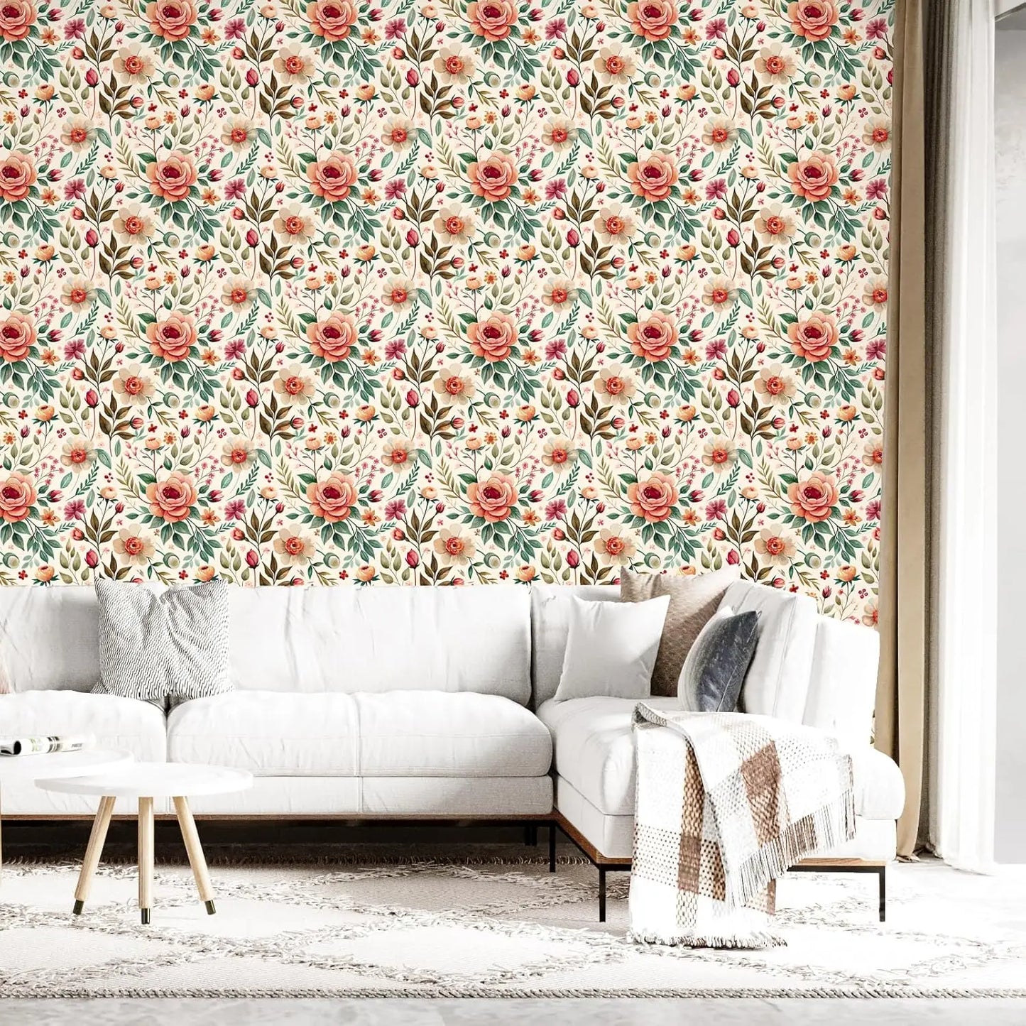 Boho stiilis  lilleline Peel and Stick tapeet