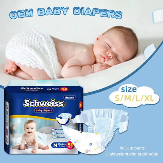 Baby Cloth Diapers for Newborns Ultra-Thin Breathable 50pcs/1pack